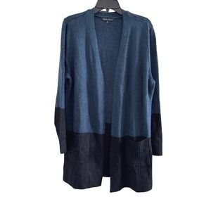 Love Ellie Cardigan Open Front‎ Women XL Navy Blue Colorblock Speckled